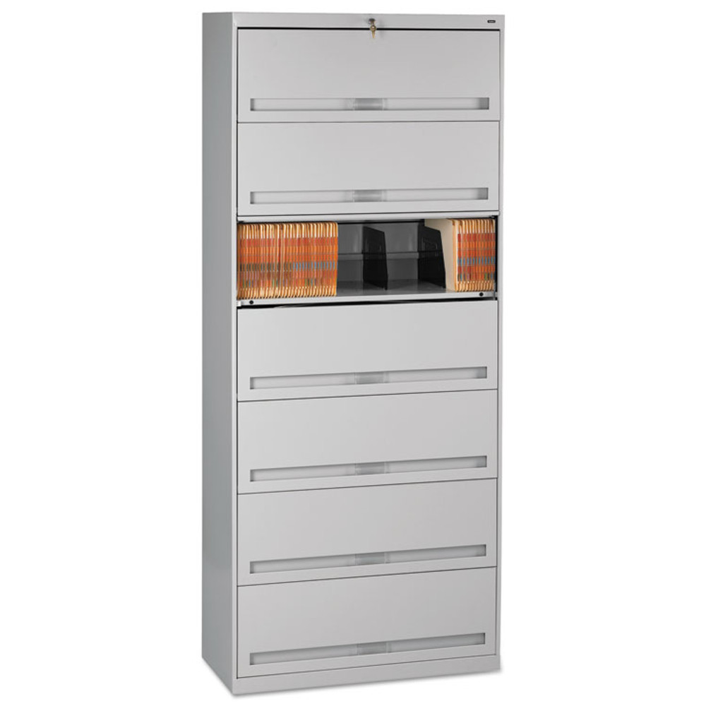TENNSCO FS371LLGY Enclosed Fixed-Shelf Lateral File with Retractable Doors, Legal/Letter Size Files, 7 Shelves, 36" x 16.5" x 87", Light Gray