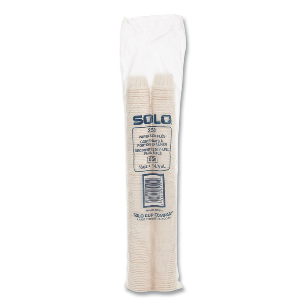 DART SOLO® 050 Paper Portion Cups, 0.5 oz, White, 250/Bag, 20 Bags/Carton