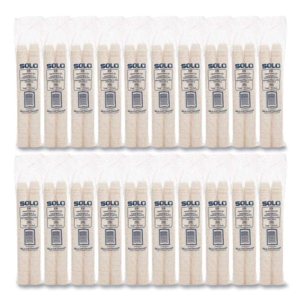 DART SOLO® 050 Paper Portion Cups, 0.5 oz, White, 250/Bag, 20 Bags/Carton