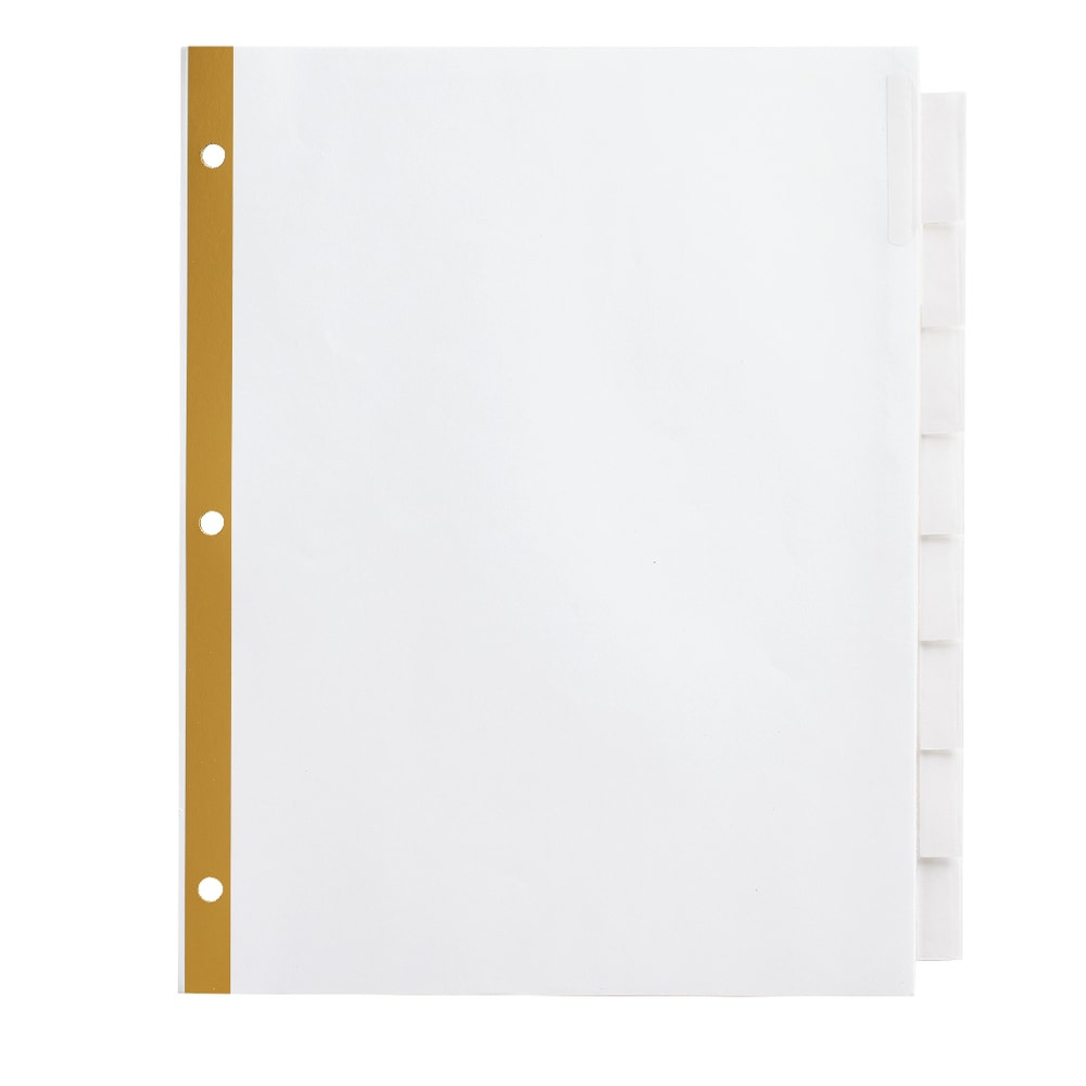 OFFICE DEPOT 3585414792  Brand Insertable Dividers With Big Tabs, White, Clear Tabs, Set Of 8