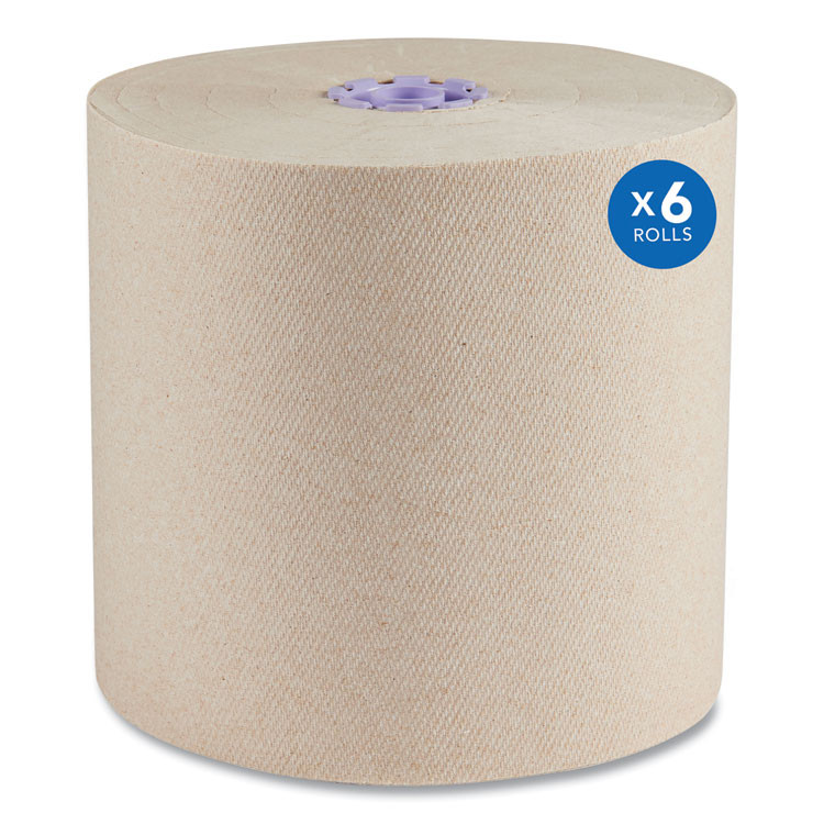 KIMBERLY-CLARK PROFESSIONAL Scott® 54038 Essential 100% Recycled Fiber Hard Roll Towel, 1-Ply, 8" x 700 ft, 1.5" Core, Brown, 6 Rolls/Carton