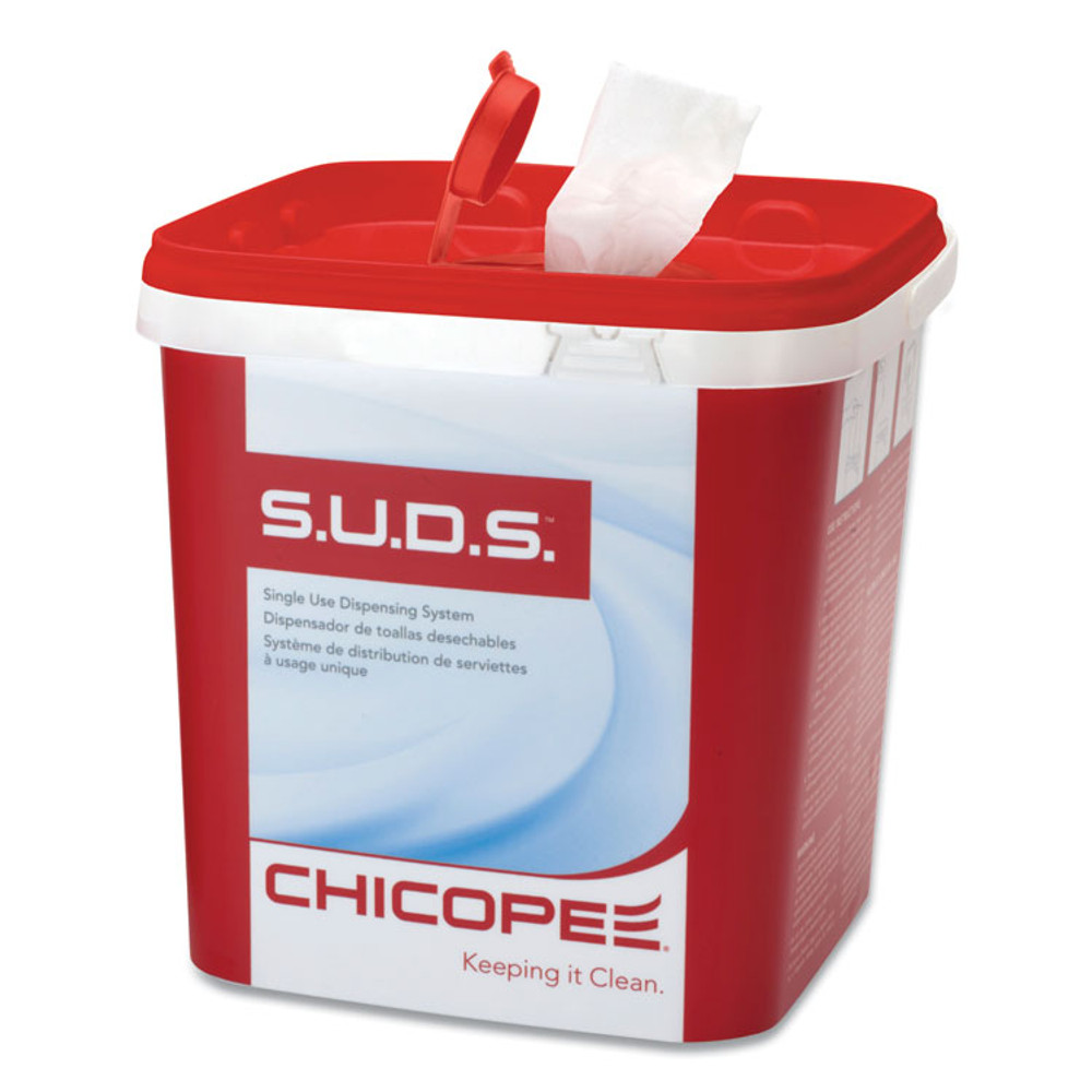 CHICOPEE, INC 0728 S.U.D.S Bucket with Lid, 7.5 x 7.5 x 8, Red/White, 3/Carton