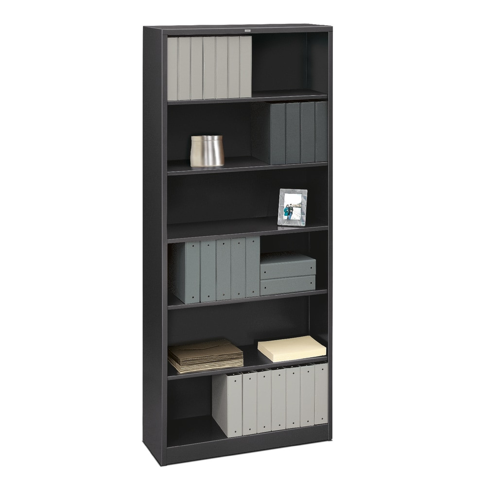 HNI CORPORATION S82ABCS HON Brigade Steel Modular Shelving Bookcase, 6 Shelves, 81inH x 34-1/2inW x 12-5/8inD, Charcoal