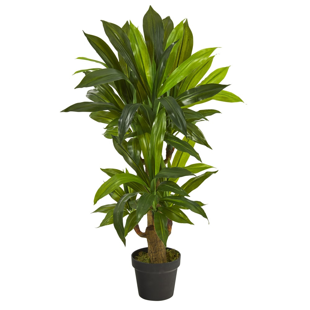 NEARLY NATURAL INC. Nearly Natural P1304  Corn Stalk Dracaena 3'H Artificial Plant With Planter, 36inH x 12inW x 12inD, Green/Black