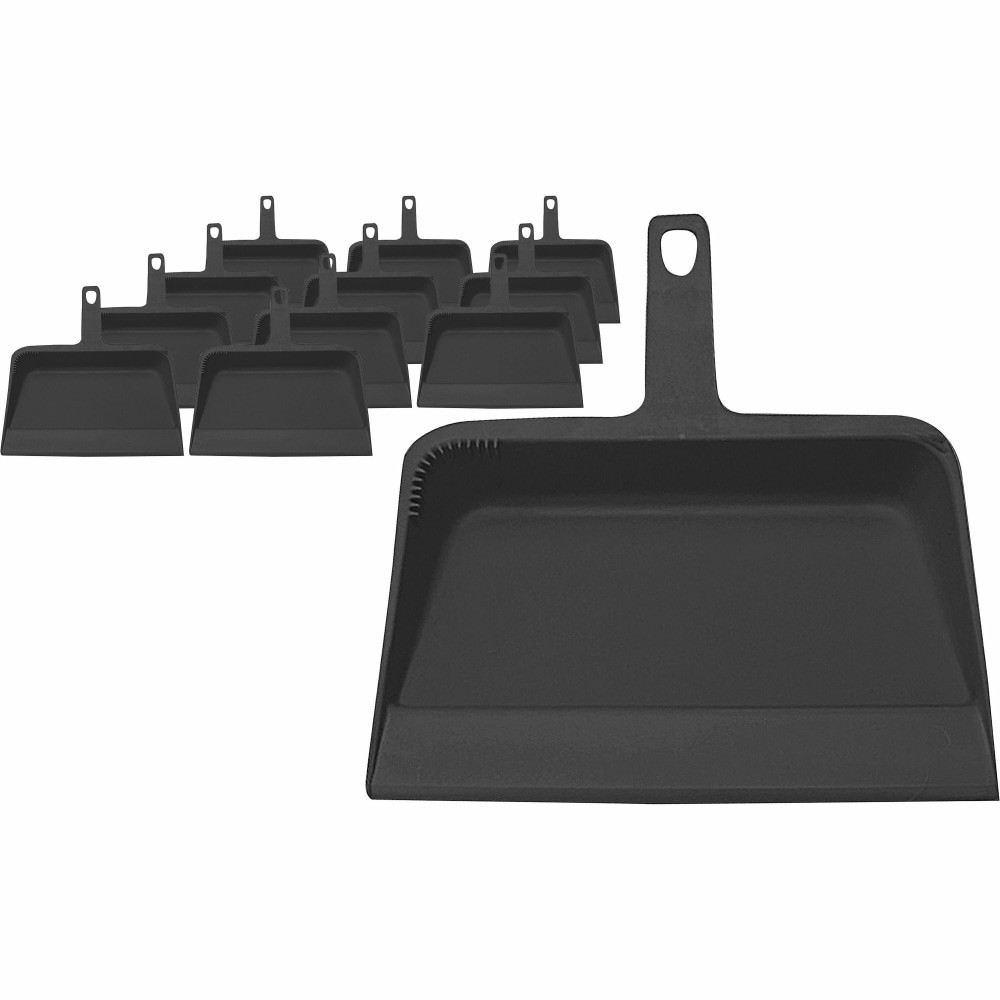 SP RICHARDS Genuine Joe 02406CT  Heavy-duty Plastic Dust Pan - 12in Wide - Plastic - Black - 12 / Carton