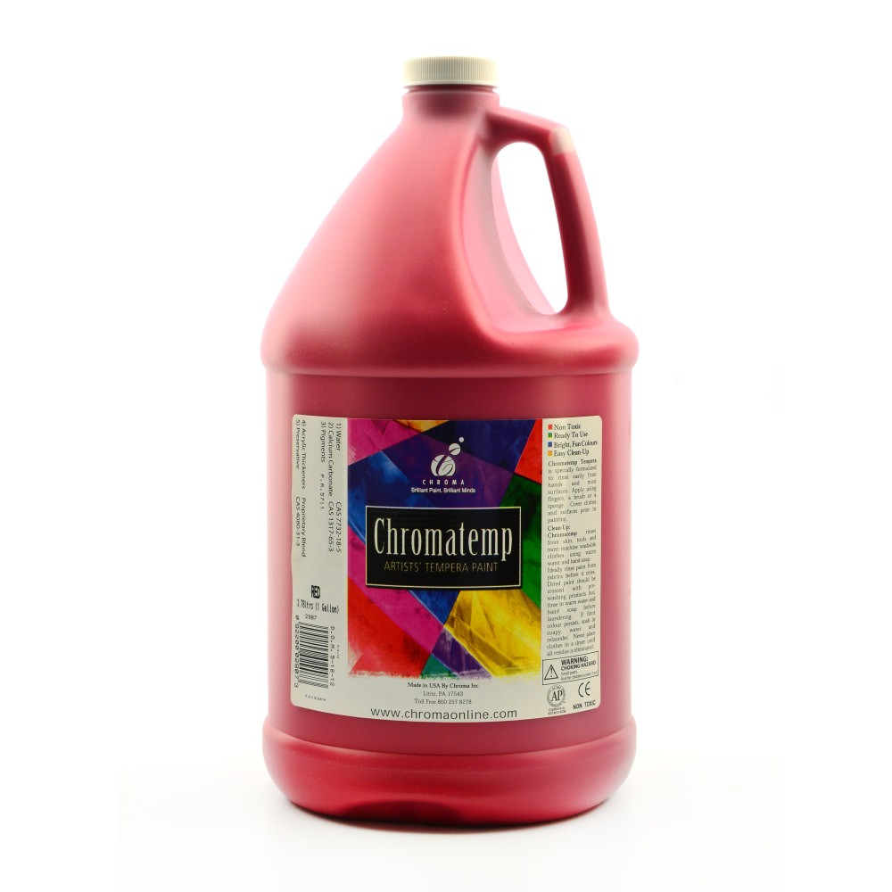 CHROMA ACRYLICS, INC. 2907 Chroma ChromaTemp Artists Tempera Paint, 1 Gallon, Red