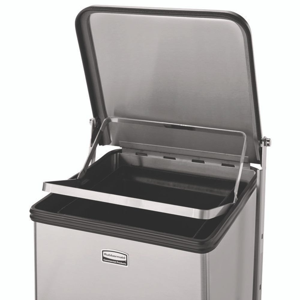 RUBBERMAID COMMERCIAL PROD. ST12SSPL Defenders Heavy-Duty Steel Step Can, 6.5 gal, Stainless Steel