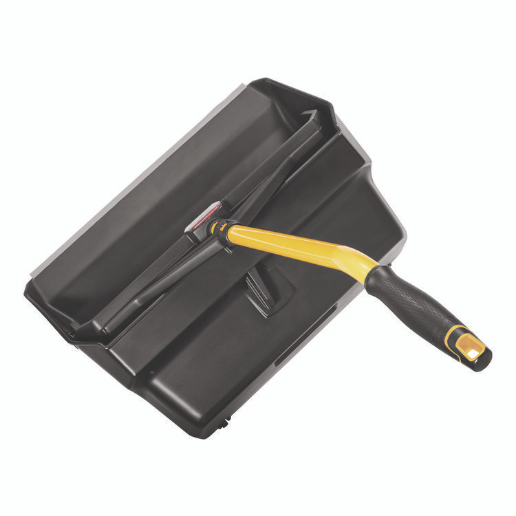 RUBBERMAID COMMERCIAL PROD. 2018781 Maximizer Heavy-Duty Stand Up Debris Pan, 20.44w x 29h, Plastic, Yellow/Black