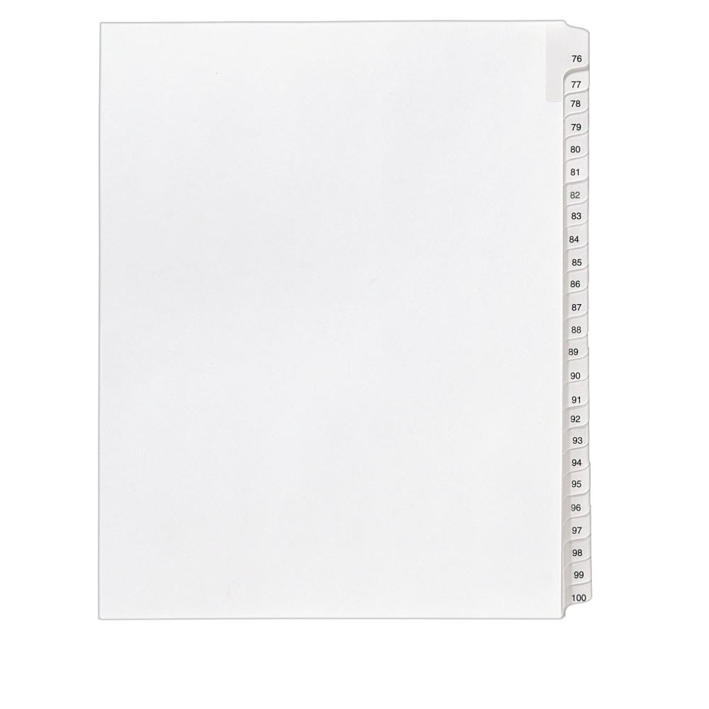 AVERY PRODUCTS CORPORATION 1704 Avery Allstate-Style Collated Legal Exhibit Dividers, 8 1/2in x 11in, White Dividers/White Tabs, 76-100, Pack Of 25 Tabs