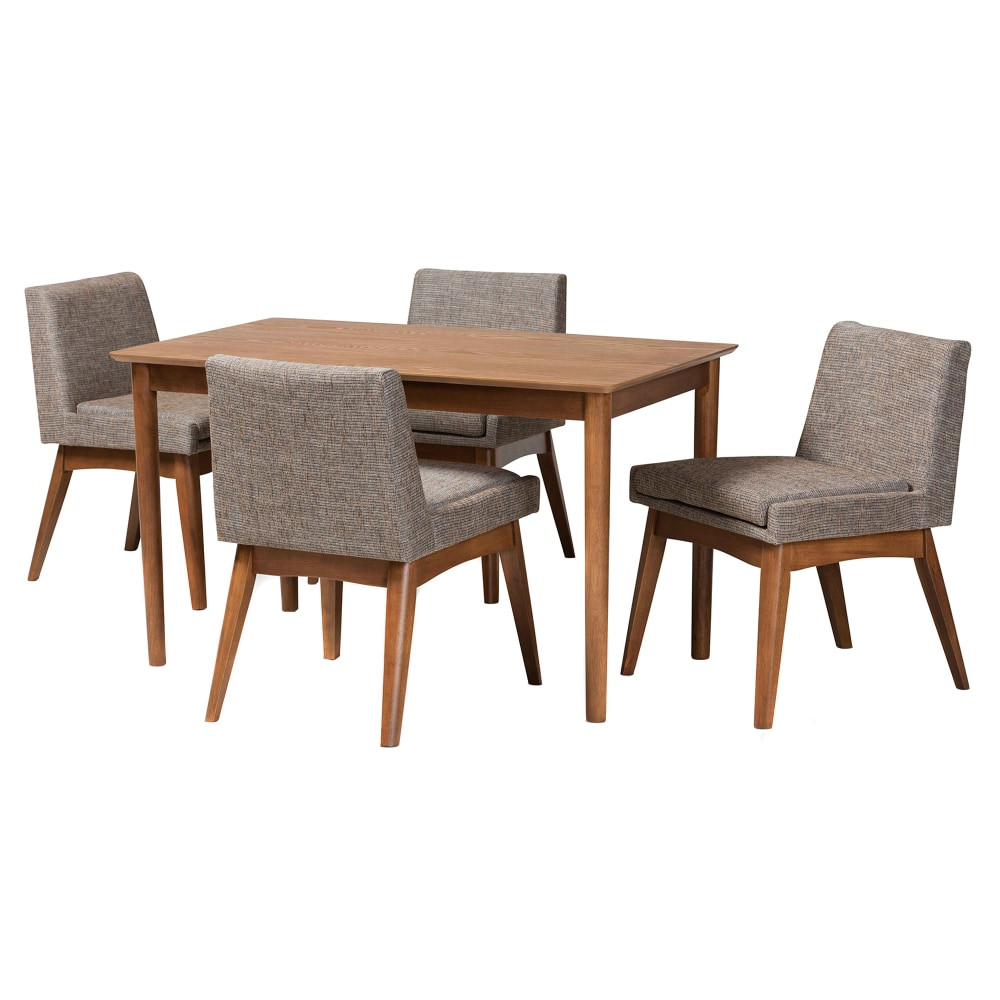 WHOLESALE INTERIORS, INC. Baxton Studio 2721-7146-9305  Nexus 5-Piece Dining Set, Gravel/Walnut