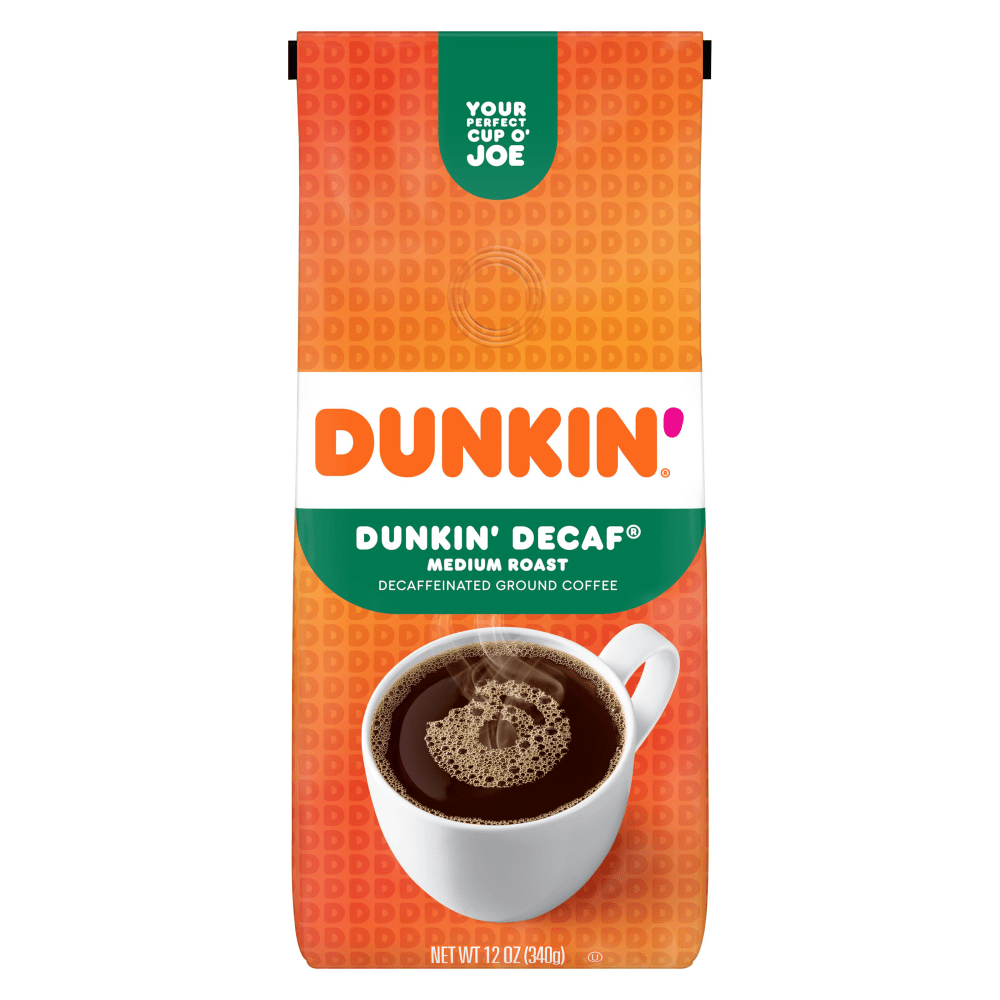 FOLGERS Dunkin' Donuts 8133400048 Dunkin Donuts Ground Coffee, Medium Roast, Decaf, 12 Oz Per Bag