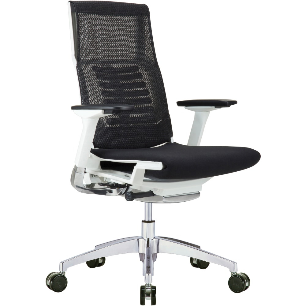 RAYNOR MARKETING, LTD. PFT2-WHT-FSBLK Raynor Powerfit Ergonomic Fabric Mid-Back Executive Office Chair, Black/White