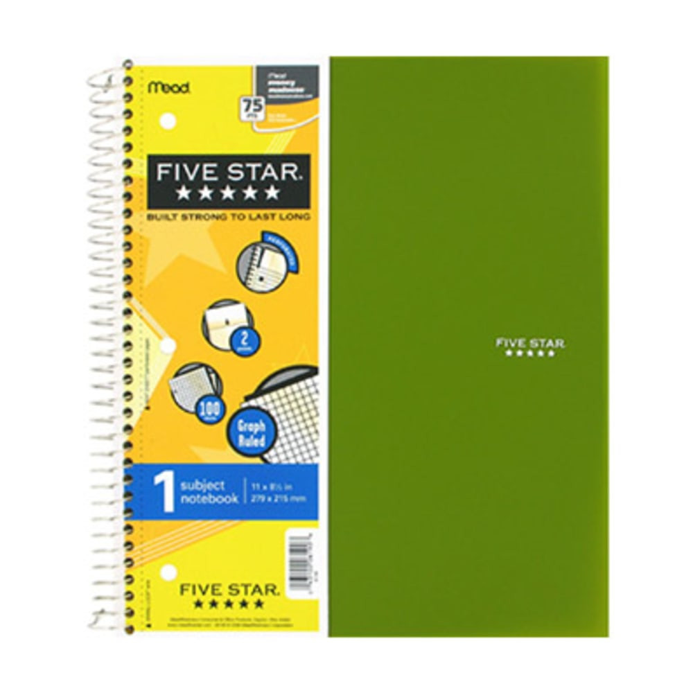 ACCO BRANDS USA, LLC 06190 Five Star Wire-Bound Notebook, 1 Subject, Letter-Size, Quadrille Rule, Assorted