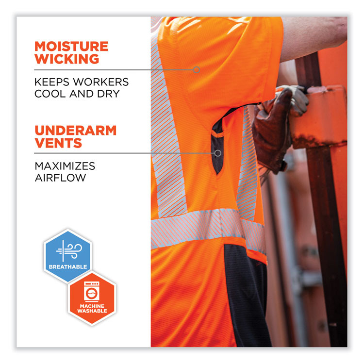 TENACIOUS HOLDINGS, INC. ergodyne® 23518 GloWear 8283BK Class 2 Lightweight Performance Hi-Vis T-Shirt, Polyester, 4X-Large, Orange