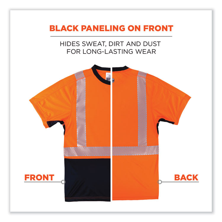 TENACIOUS HOLDINGS, INC. ergodyne® 23518 GloWear 8283BK Class 2 Lightweight Performance Hi-Vis T-Shirt, Polyester, 4X-Large, Orange