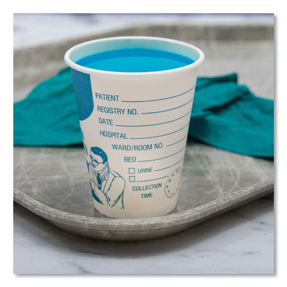 DART SOLO® SC378 Paper Specimen Cups, 8 oz, Blue/White, 50/Sleeve, 20 Sleeves/Carton