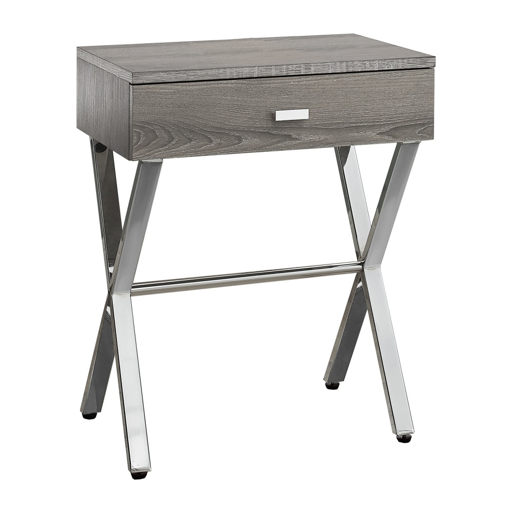 MONARCH PRODUCTS Monarch Specialties I 3263  Nicole Accent Table, 22-1/4inH x 18-1/4inW x 12inD, Dark Taupe/Silver