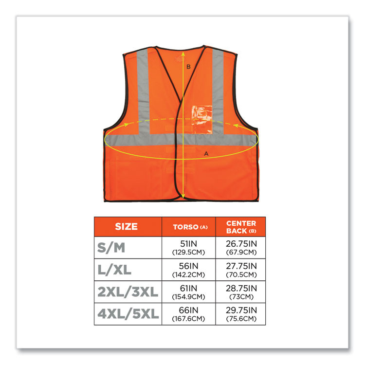 TENACIOUS HOLDINGS, INC. ergodyne® 21089 GloWear 8216BA Class 2 Breakaway Mesh ID Holder Vest, Polyester, 4X-Large/5X-Large, Orange