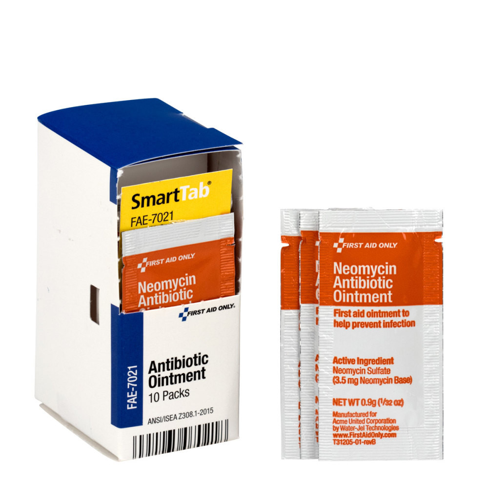 FIRST AID ONLY, INC. FAE7021 First Aid Only SmartCompliance Antibiotic Ointment Packets, 0.9 Oz, Box Of 10