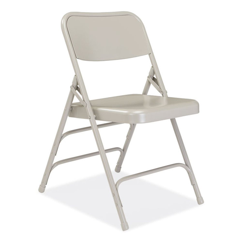 NATIONAL PUBLIC SEATING NPS® 302 300 Series Deluxe All-Steel Triple Brace Folding Chair, Supports Up to 480 lb, 17.25" Seat Height, Gray, 4/Carton