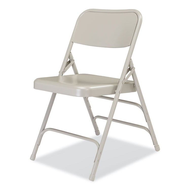 NATIONAL PUBLIC SEATING NPS® 302 300 Series Deluxe All-Steel Triple Brace Folding Chair, Supports Up to 480 lb, 17.25" Seat Height, Gray, 4/Carton
