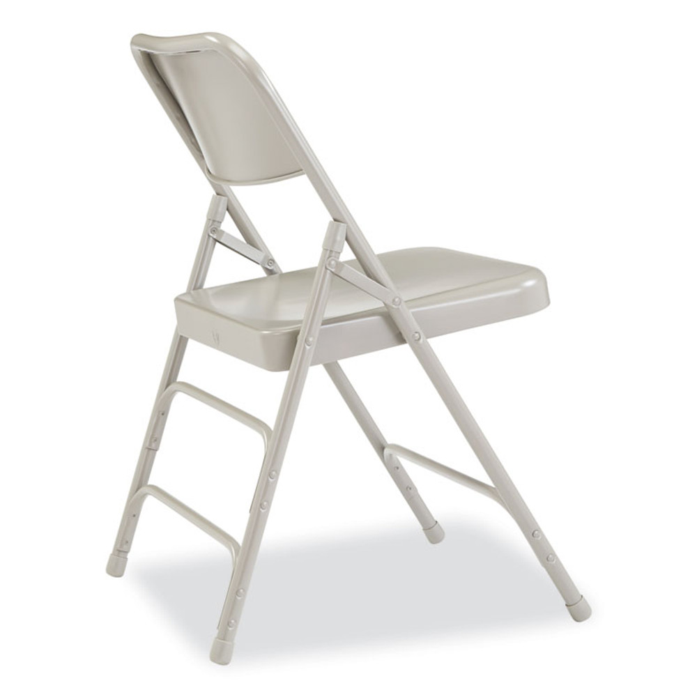 NATIONAL PUBLIC SEATING NPS® 302 300 Series Deluxe All-Steel Triple Brace Folding Chair, Supports Up to 480 lb, 17.25" Seat Height, Gray, 4/Carton