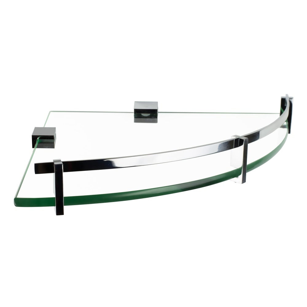 TRANSFORM PARTNERS LLC Mount-It! MI-824A  MI-824A Corner Glass Shelf With Chrome Rail, 4in x 9-13/16in