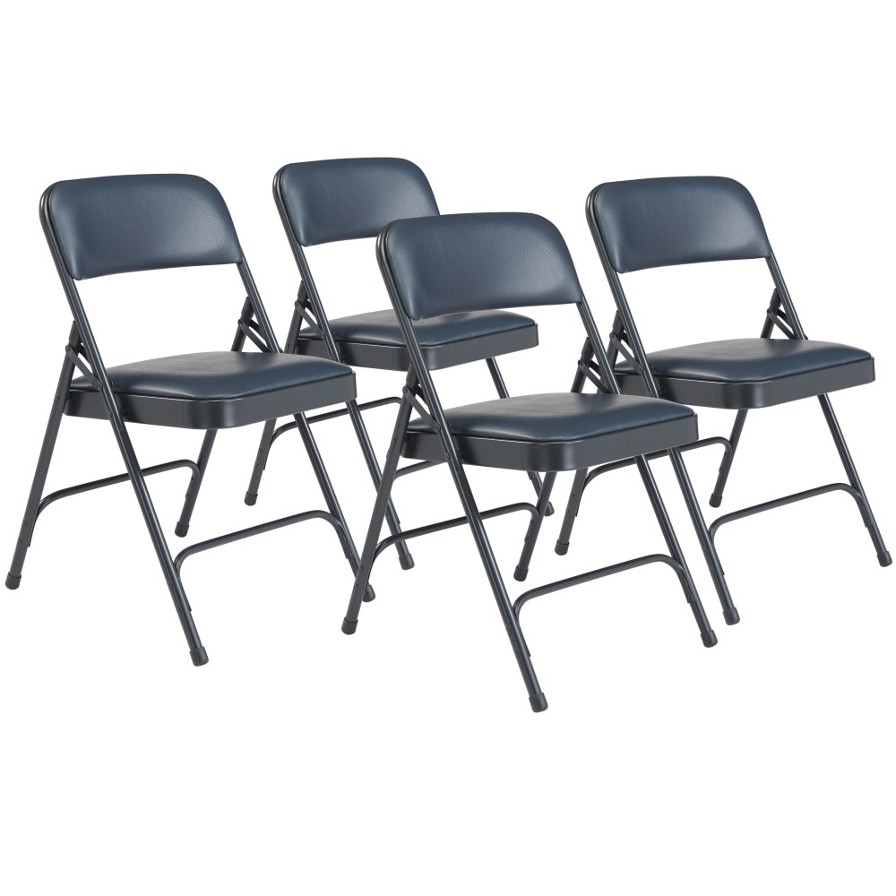 NATIONAL PUBLIC SEATING CORP National Public Seating 1204  Series 1200 Folding Chairs, Blue/Char-Blue, Set Of 4 Chairs