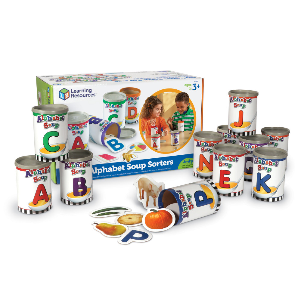 LEARNING RESOURCES, INC. Learning Resources LER6801  Alphabet Soup Sorters, 3in x 4 1/4in, Multicolor, Pre-K - Grade 2