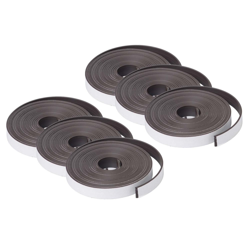 Dowling Magnets DO-735003-6  Adhesive Magnet Strip, 1/2in x 10ft, Black, Pack Of 6 Rolls