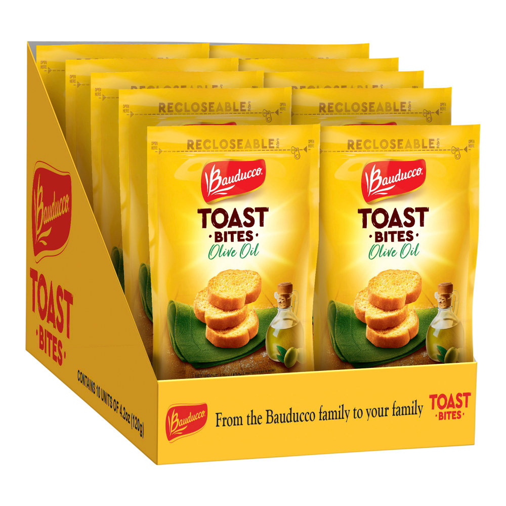 BAUDUCCO FOODS 0587  Olive Oil Toast Bites, 4.2 Oz, Pack Of 10 Bags