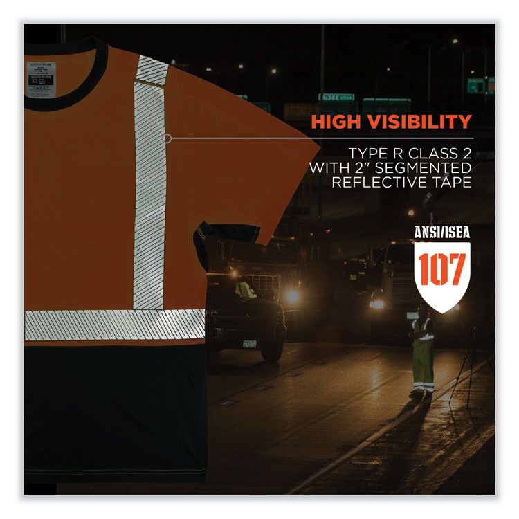 TENACIOUS HOLDINGS, INC. ergodyne® 23515 GloWear 8283BK Class 2 Lightweight Performance Hi-Vis T-Shirt, Polyester, X-Large, Orange