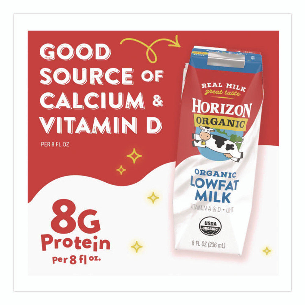DANONE Horizon Organic 061223 Low Fat Milk, 1% Plain, 8 oz, 18/Carton