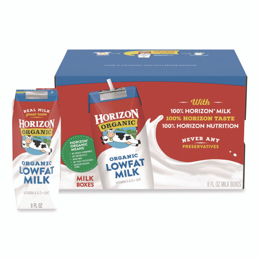 DANONE Horizon Organic 061223 Low Fat Milk, 1% Plain, 8 oz, 18/Carton