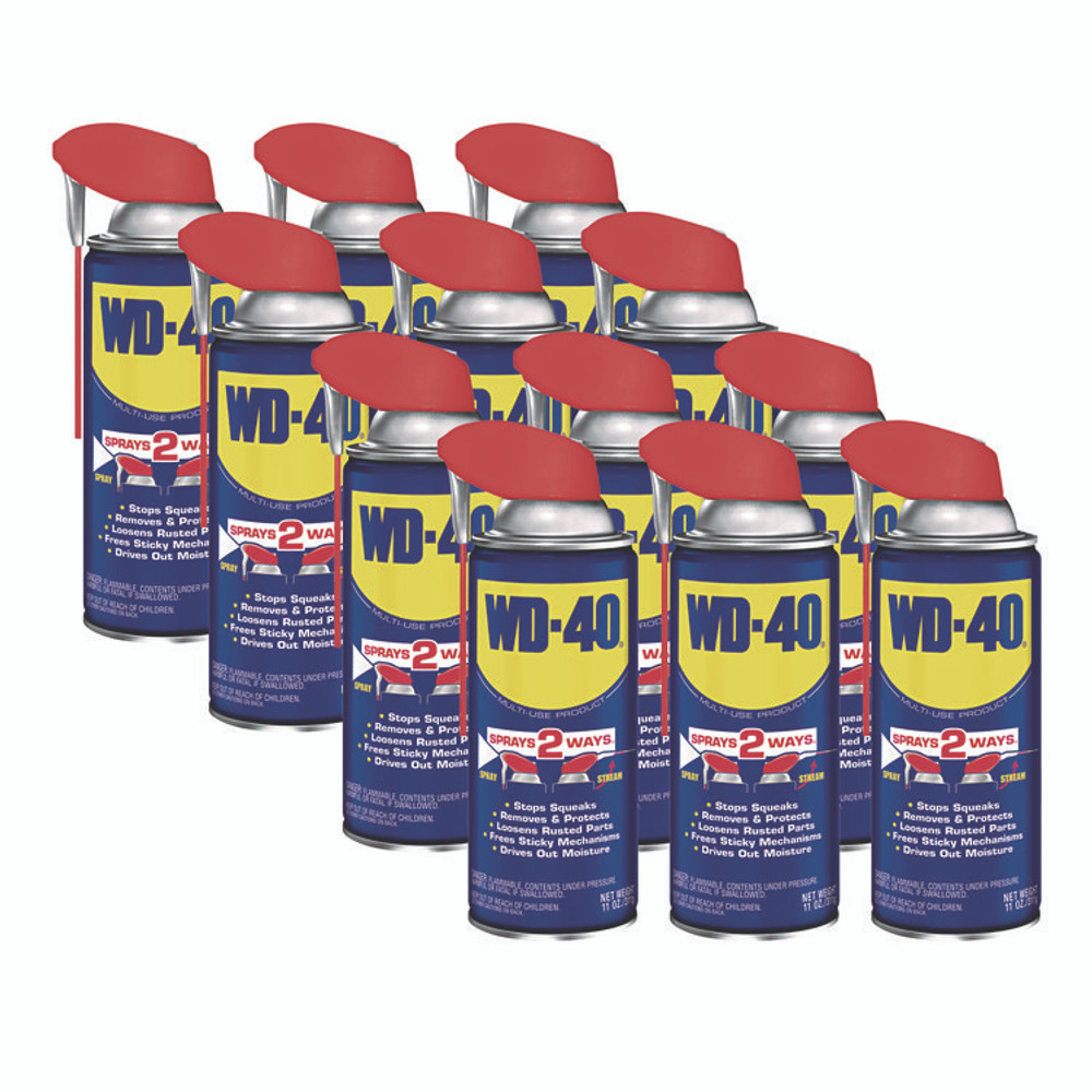 WD-40 490040 Smart Straw Spray Lubricant, 11 oz Aerosol Can, 12/Carton
