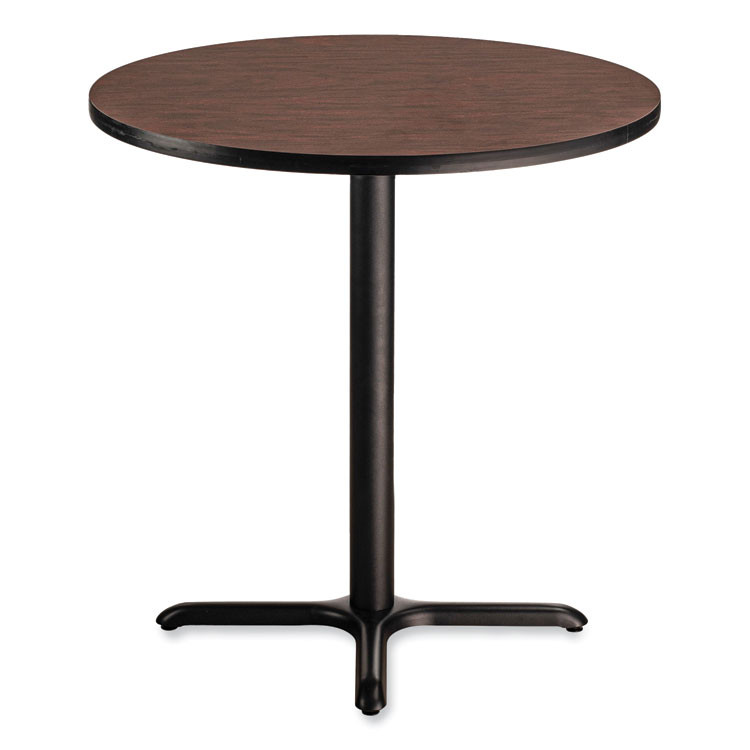NATIONAL PUBLIC SEATING NPS® CT13636XC1MY Cafe Table, 36" Diameter x 36h, Round Top/X-Base, Mahogany Top, Black Base