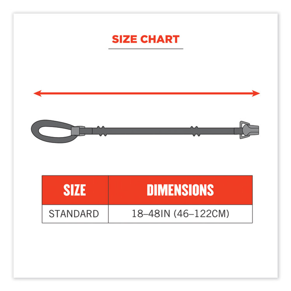 TENACIOUS HOLDINGS, INC. ergodyne® 19155 Squids 3155 Elastic Lanyard with Clamp, 2 lb Max Working Capacity, 18" to 48" Long, Lime