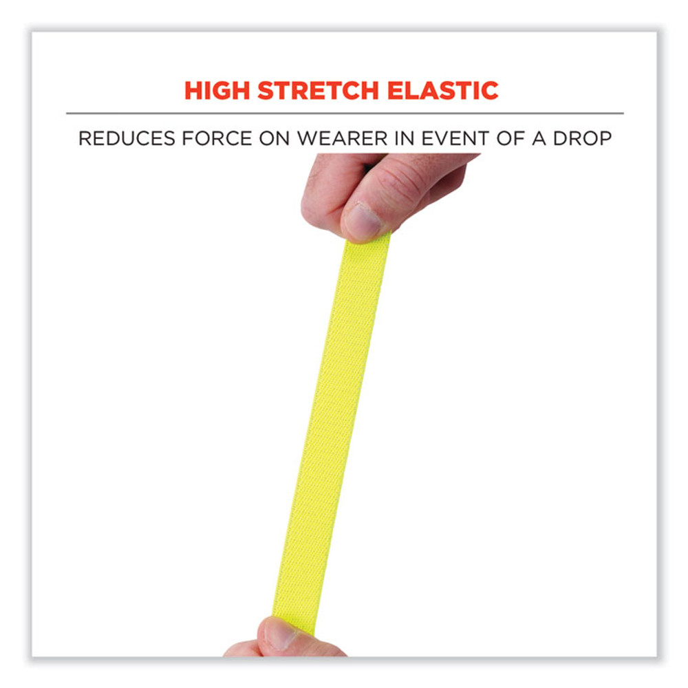 TENACIOUS HOLDINGS, INC. ergodyne® 19155 Squids 3155 Elastic Lanyard with Clamp, 2 lb Max Working Capacity, 18" to 48" Long, Lime