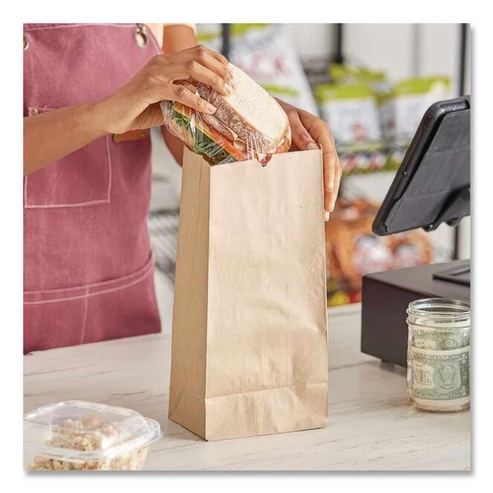ROSS & WALLACE PAPER PRODUCTS, INC. GX3-500 Grocery Paper Bags, 3# Size, Extra-Heavy-Duty, 50# Basis Weight, 4.74" x 2.91" x 8.66", Kraft, 500/Bundle