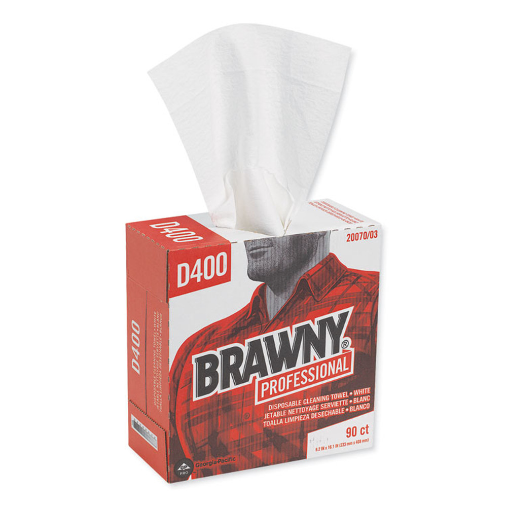 GEORGIA PACIFIC Brawny® Professional 20070/03 Medium Duty Premium DRC Wipers, 1-Ply, 9.25 x 16.3, Unscented, White, 90/Box