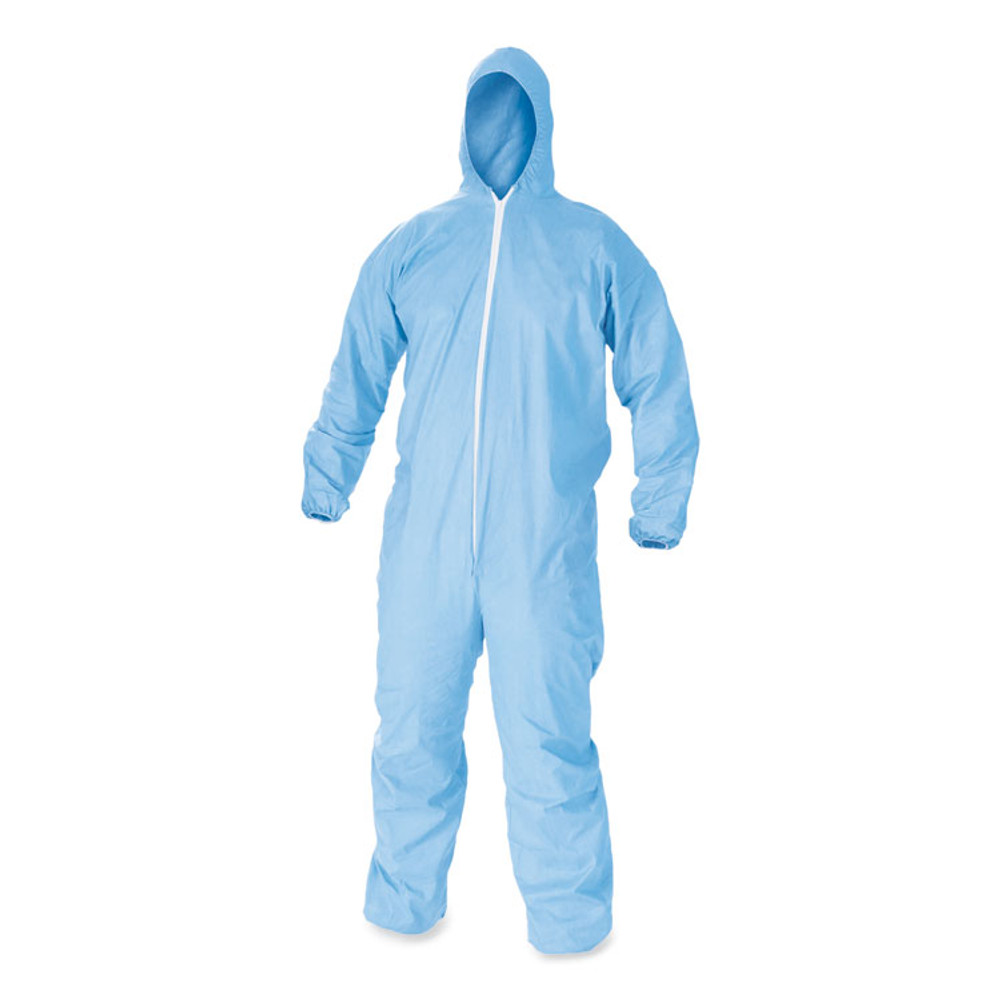 SMITH AND WESSON KleenGuard™ 45324 A65 Zipper Front Flame-Resistant Hooded Coveralls, Elastic Wrist and Ankles, X-Large, Blue, 25/Carton
