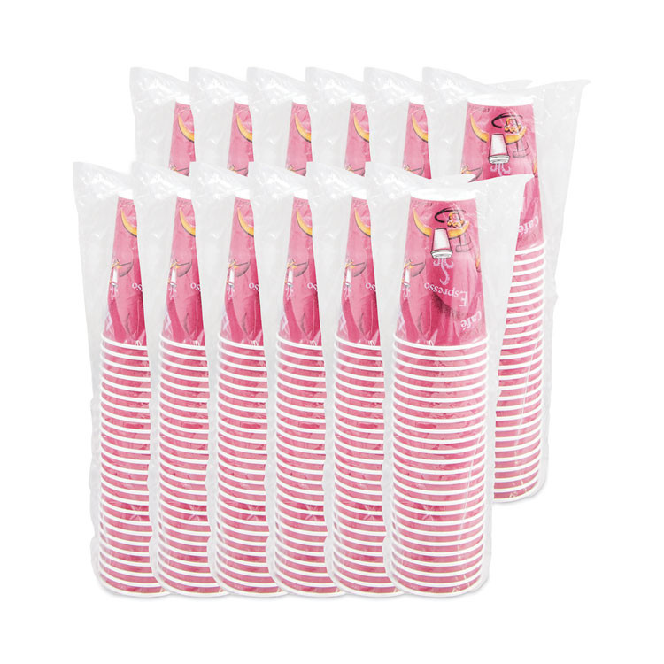 DART SOLO® OF16BI-0041 Paper Hot Drink Cups in Bistro Design, 16 oz, Maroon, 300/Carton