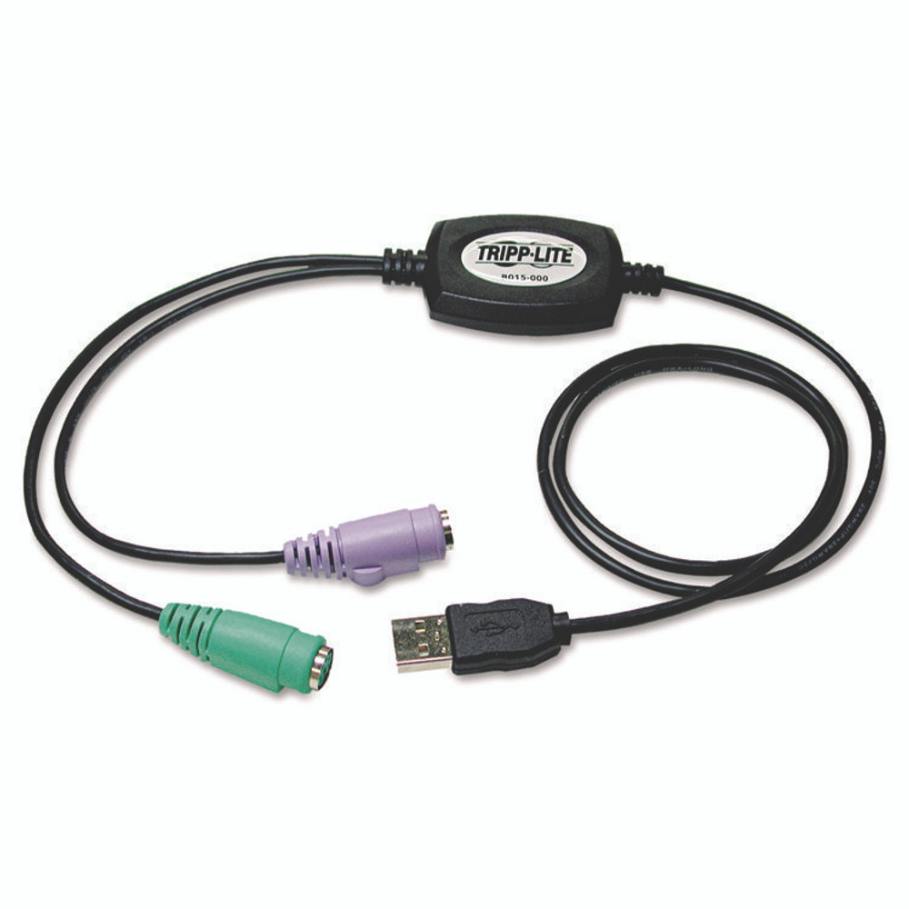 EATON CORPORATION Tripp Lite by B015-000 USB to PS/2 Adapter for Keyboard and Mouse, USB-A Male to (2) PS/2 Female, 18"