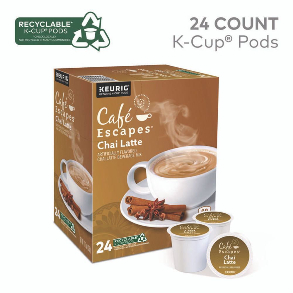 KEURIG DR PEPPER Café Escapes® 6805 Chai Latte K-Cups, 24/Box