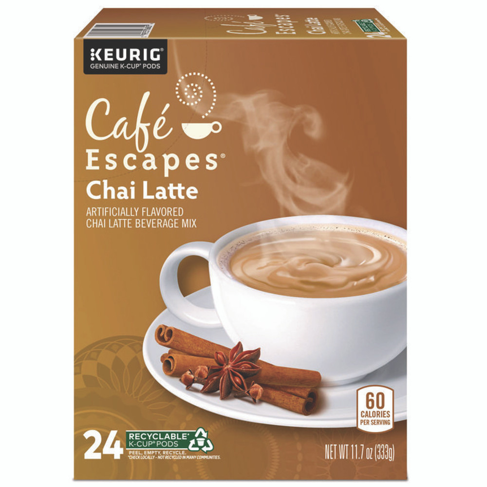 KEURIG DR PEPPER Café Escapes® 6805 Chai Latte K-Cups, 24/Box