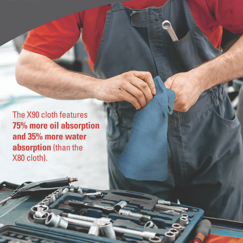 KIMBERLY-CLARK PROFESSIONAL WypAll® 12889 X90 Cloths, Jumbo Roll, 2-Ply, 12.4 x 12.2, Blue Denim, 450/Roll