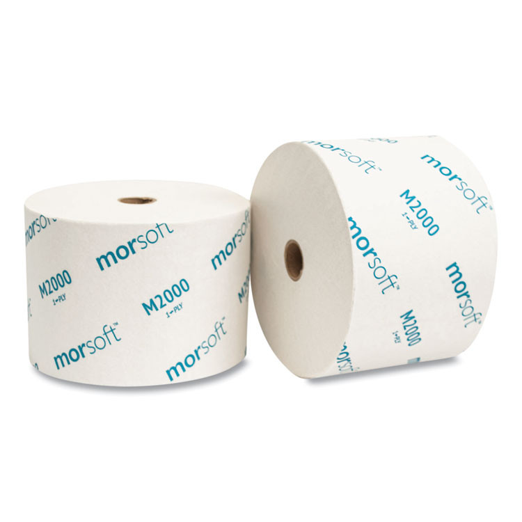 MORCON Tissue M2000 Small Core Bath Tissue, Septic Safe, 1-Ply, White, 2,000 Sheets/Roll, 24 Rolls/Carton