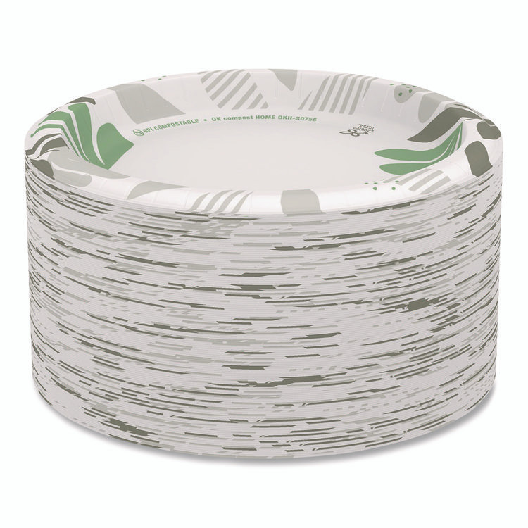 GEORGIA PACIFIC Dixie® SXP9PATHPK Pathways Soak Proof Shield Heavyweight Paper Plates, 8.5" dia, Green/Burgundy, 125/Pack