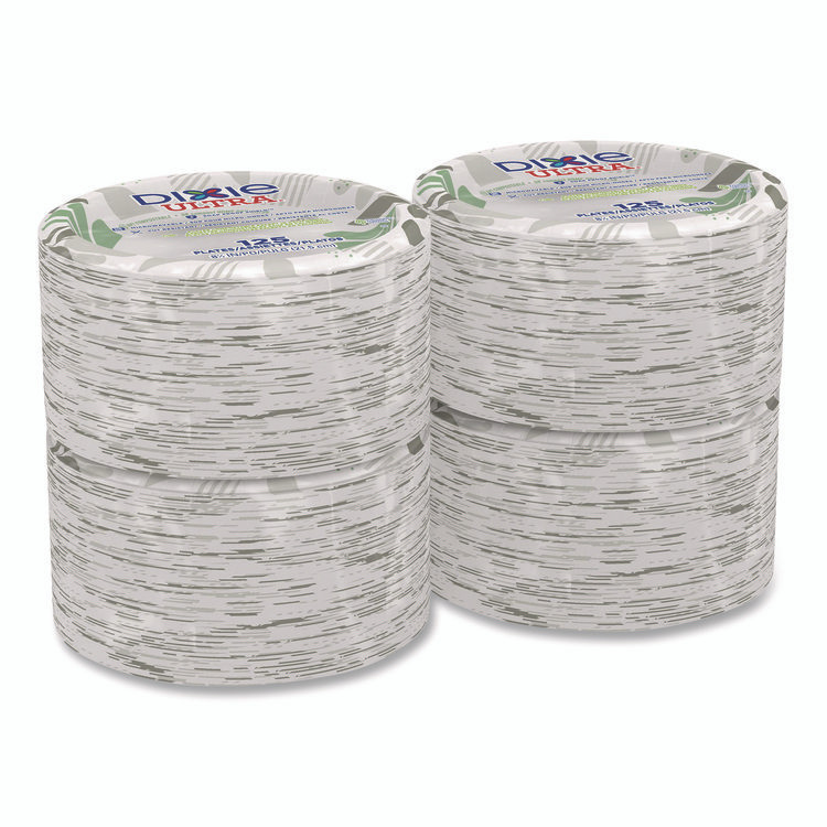 GEORGIA PACIFIC Dixie® SXP9PATHPK Pathways Soak Proof Shield Heavyweight Paper Plates, 8.5" dia, Green/Burgundy, 125/Pack