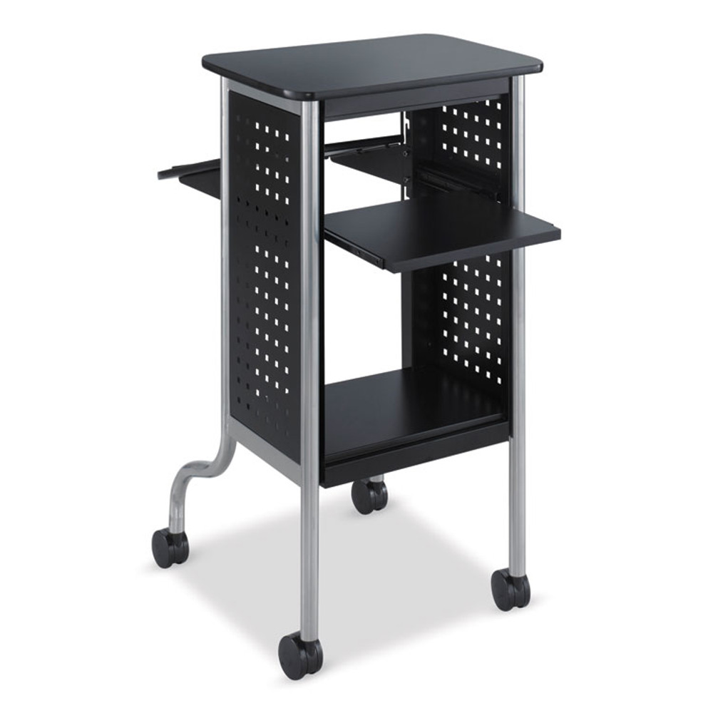 SAFCO PRODUCTS 8945BL Scoot Presentation Cart, 50 lb Capacity, 4 Shelves, 21.5" x 30.25" x 40.5", Black